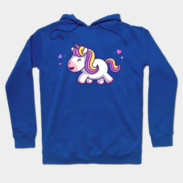 Cute Unicorn Walking Cartoon Hoodie by Catalyst Labs